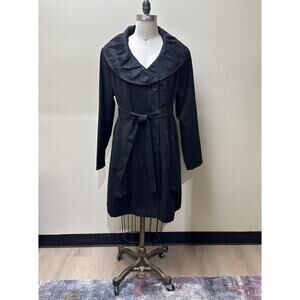 Liz Lange Maternity Raincoat XXL Black Belted Lightweight Trench Style Jacket